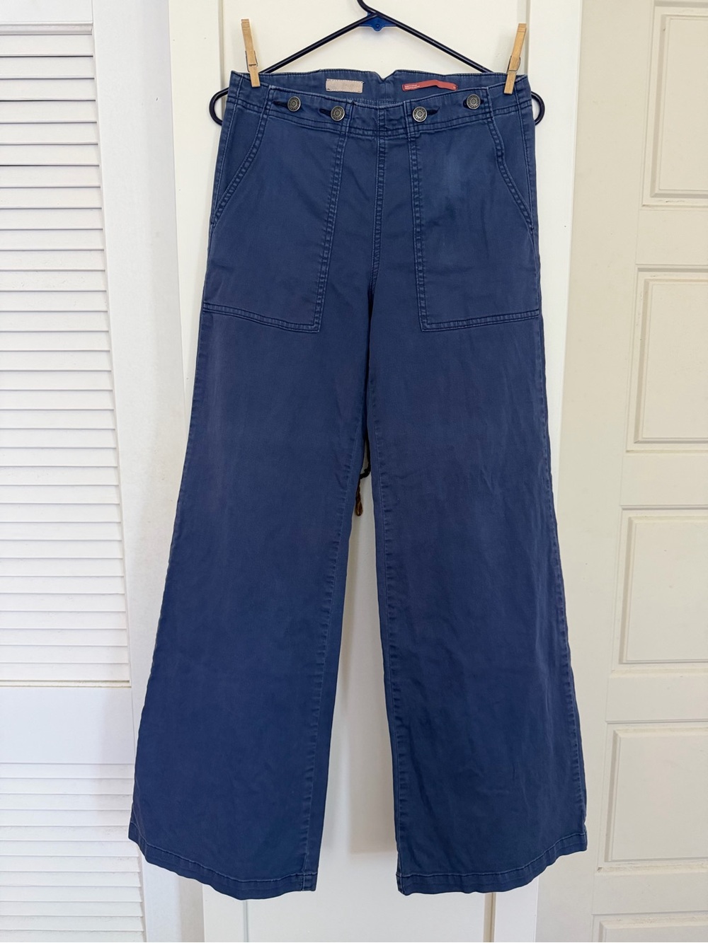 Anthropologie Pilcro Navy Button-Front Sailor Lightweight Pants - Picture 2 of 5
